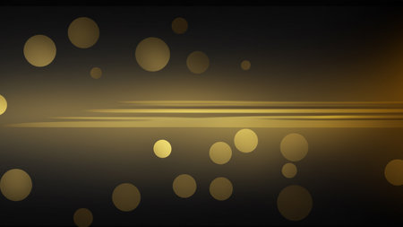 Black luxury background with golden line elements and light ray effect decoration and bokehの素材