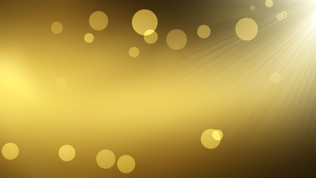 Golden luxury background with black line elements and light ray effect decoration and bokehの素材