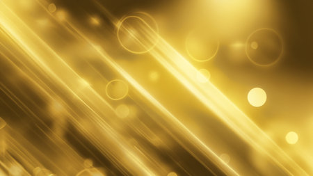 Golden luxury background with black line elements and light ray effect decoration and bokehの素材