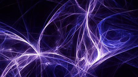 Abstract electrifying lines, smoky fractal pattern, digital illustration art work of rendering chaotic dark backgroundの素材