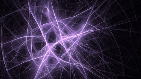 Abstract electrifying lines, smoky fractal pattern, digital illustration art work of rendering chaotic dark backgroundの素材