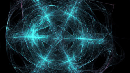Abstract electrifying lines, smoky fractal pattern, digital illustration art work of rendering chaotic dark backgroundの素材