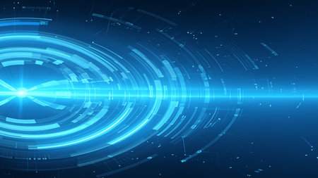 Panoramic high speed technology concept, light abstract backgroundの素材