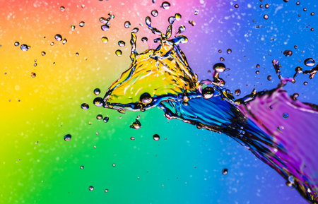 Colored drops of water in motionの素材