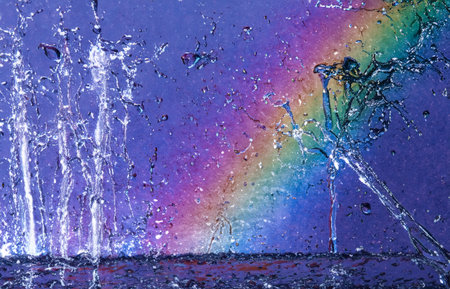 Colored drops of water in motionの素材