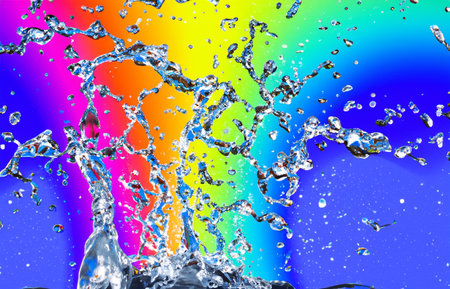 Colored drops of water in motionの素材