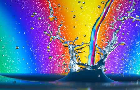 Colored drops of water in motionの素材