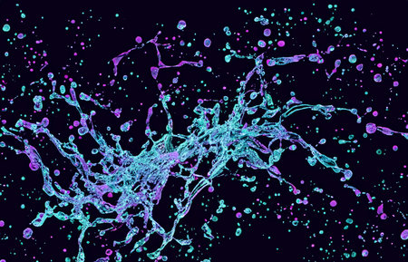 Colored drops of water in motionの素材