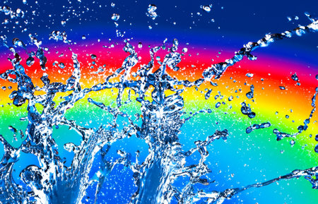 Colored drops of water in motionの素材
