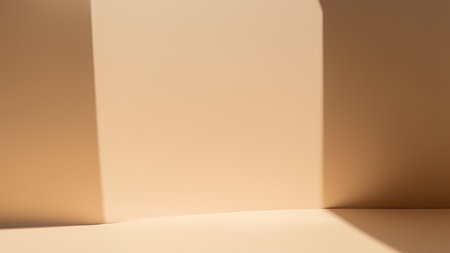 Minimalistic abstract gentle light background for product presentation with light and intricate shadow from tree branches on wallの素材