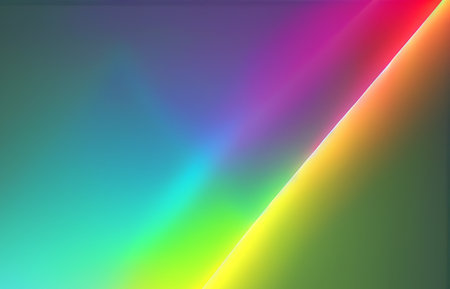 Rainbow light prism effect, Hologram reflection, crystal flare leak shadow overlay, Abstract blurred iridescent light backdropの素材