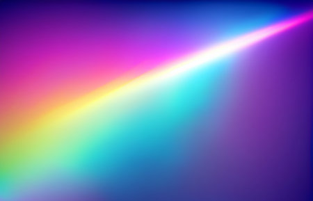 Rainbow light prism effect, Hologram reflection, crystal flare leak shadow overlay, Abstract blurred iridescent light backdropの素材