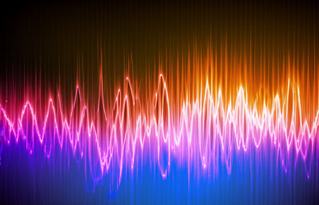 sound waves light effect on dark backgroundの素材