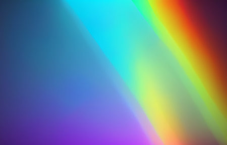 Rainbow light prism effect, Hologram reflection, crystal flare leak shadow overlay, Abstract blurred iridescent light backdropの素材