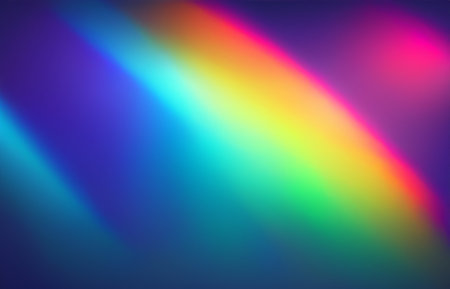 Rainbow light prism effect, Hologram reflection, crystal flare leak shadow overlay, Abstract blurred iridescent light backdropの素材