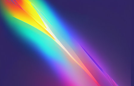Rainbow light prism effect, Hologram reflection, crystal flare leak shadow overlay, Abstract blurred iridescent light backdropの素材