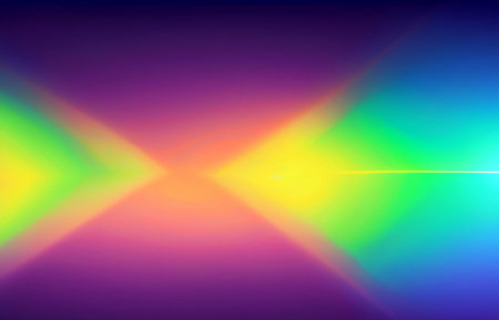 Rainbow light prism effect, Hologram reflection, crystal flare leak shadow overlay, Abstract blurred iridescent light backdropの素材