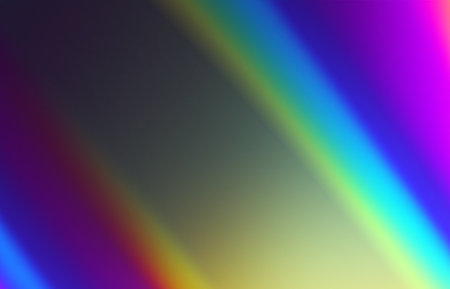 Rainbow light prism effect, Hologram reflection, crystal flare leak shadow overlay, Abstract blurred iridescent light backdropの素材