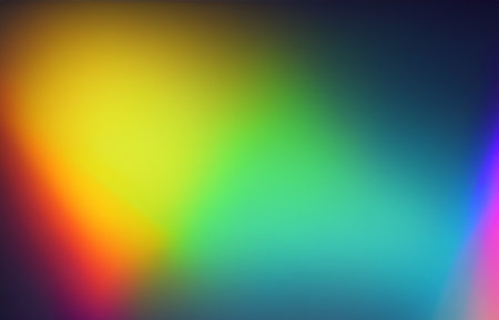 Rainbow light prism effect, Hologram reflection, crystal flare leak shadow overlay, Abstract blurred iridescent light backdropの素材