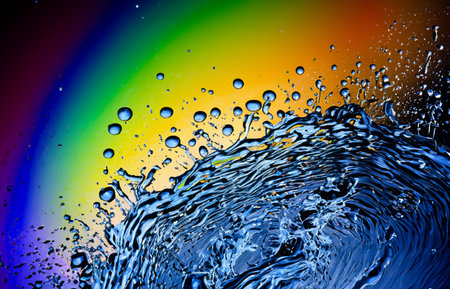 Colored drops of water in motionの素材