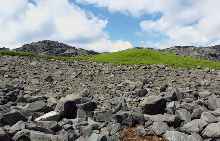 wild landscapes with rocks and grassの素材