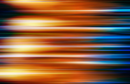 Abstract blue and yellow light trails in the dark background, motion blurの写真素材