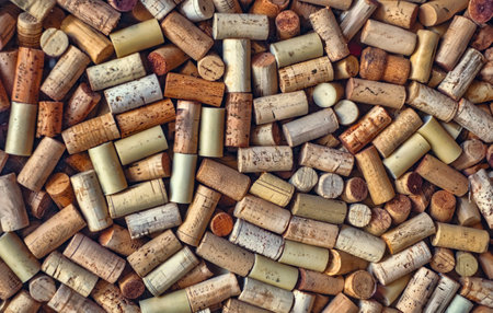 Background of Various Old Used corks plugs from various types of wineの写真素材