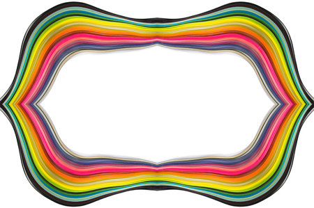 Abstract color wave curl rainbow strip paper on white backgroundの写真素材