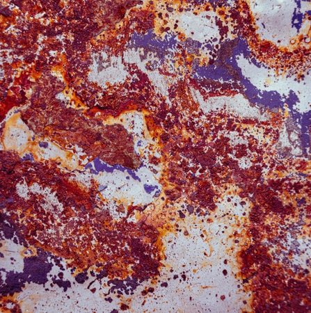 Abstract macro view of the paint and rust on the body of a carの写真素材