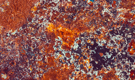 Abstract macro view of the paint and rust on the body of a carの写真素材