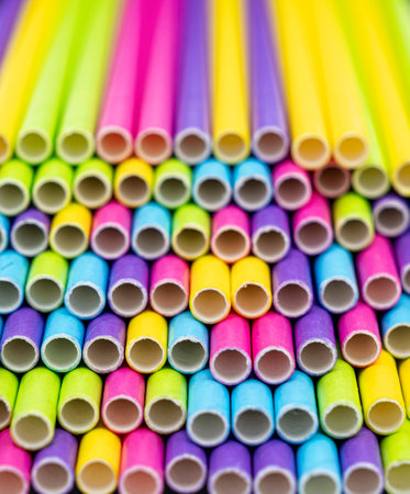 Close up many colored paper straw