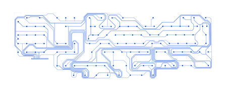 blue Printed Keyboard Circuit isolated on white backgroundの写真素材