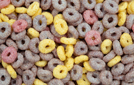 Cereal background. Colorful breakfast foodの写真素材