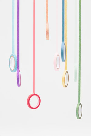 Colorful washi tapes on whiteの写真素材