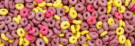 Cereal background. Colorful breakfast foodの写真素材