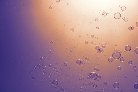 Beautifully iridescent balls of soap foamの写真素材