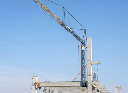 concrete beams at the municipal stadium building siteの写真素材