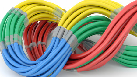 Group of colored electrical cablesの写真素材
