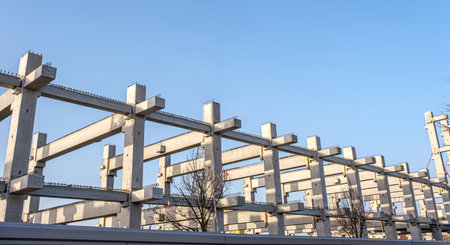 concrete beams at the municipal stadium building siteの写真素材
