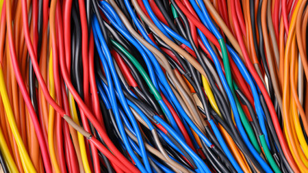 Group of colored electrical cablesの写真素材
