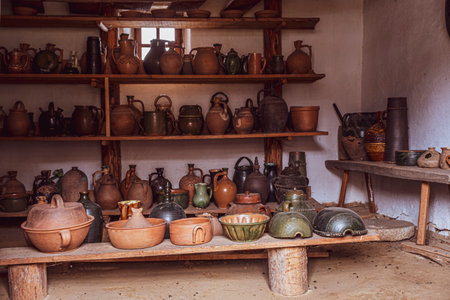 earthenware vessels  in the warehouseの写真素材