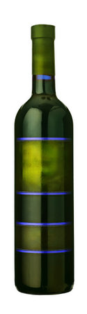 green bottle of wine with labelsの写真素材