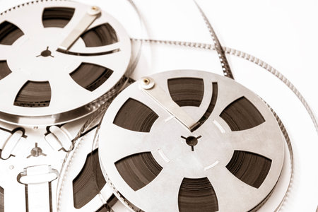 old Film Reel isolated on a white backgroundの写真素材