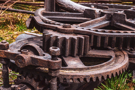 old mechanism a part of the machine with rusty gearsの写真素材
