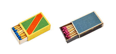 old matchbox on white backgroundの写真素材