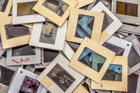 old slides with plastic frameの写真素材