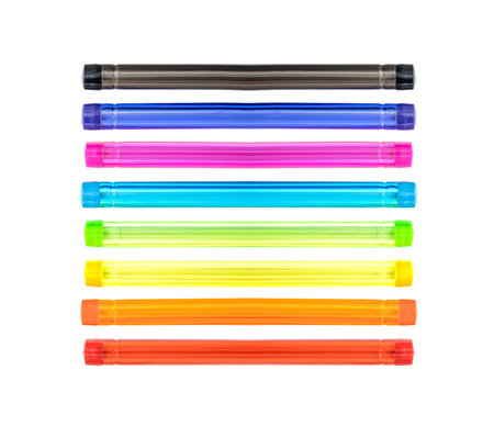 set of colored plastic pencils on white