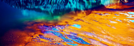 Water lake pollution with petrochemical productsの写真素材