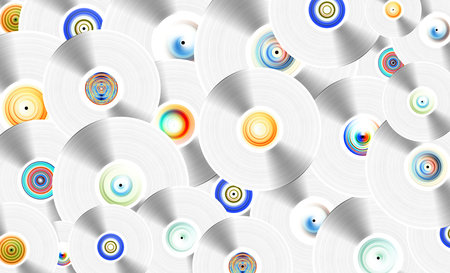 Vinyl records LP with graphics label, full backgroundの写真素材
