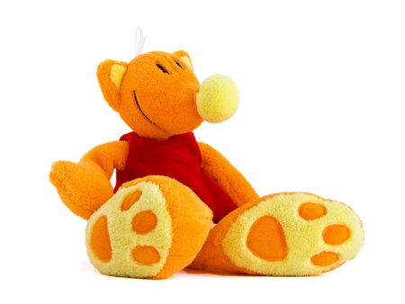 Isolated sitting red fox toyの写真素材